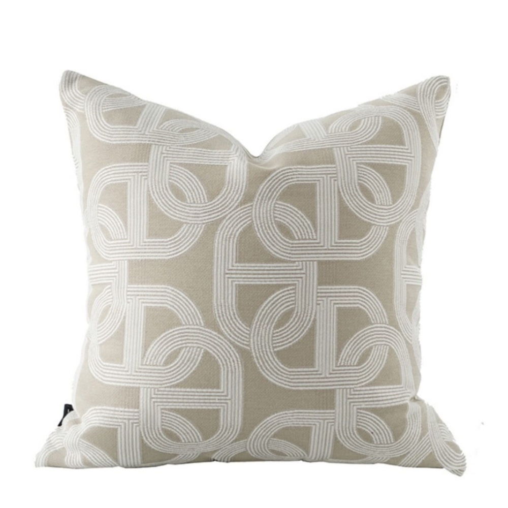 Croker Horse Beige and White Geometric Throw Pillow Cover